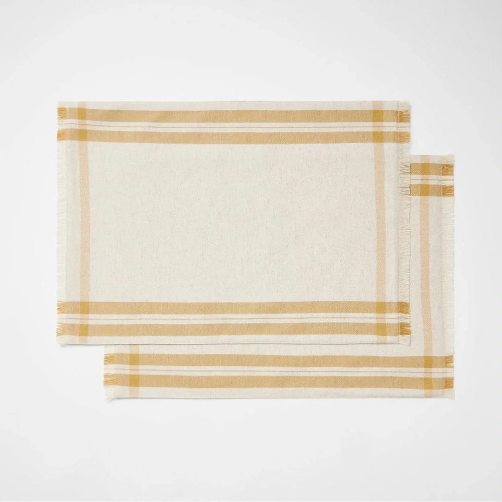 Threshold Studio McGee 2pk Basket Tan Plaid Placemats